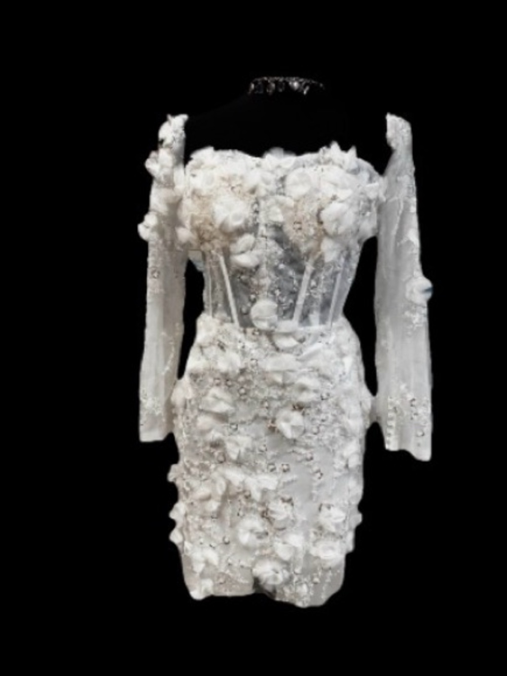 White Floral Lace Wedding Dress